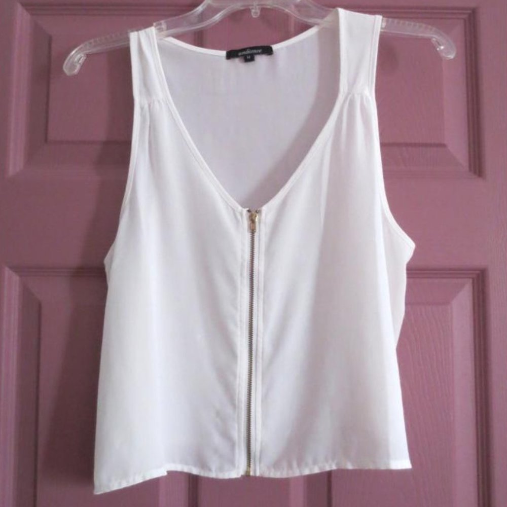 Ambiance Sleeveless Zipper Down Blouse